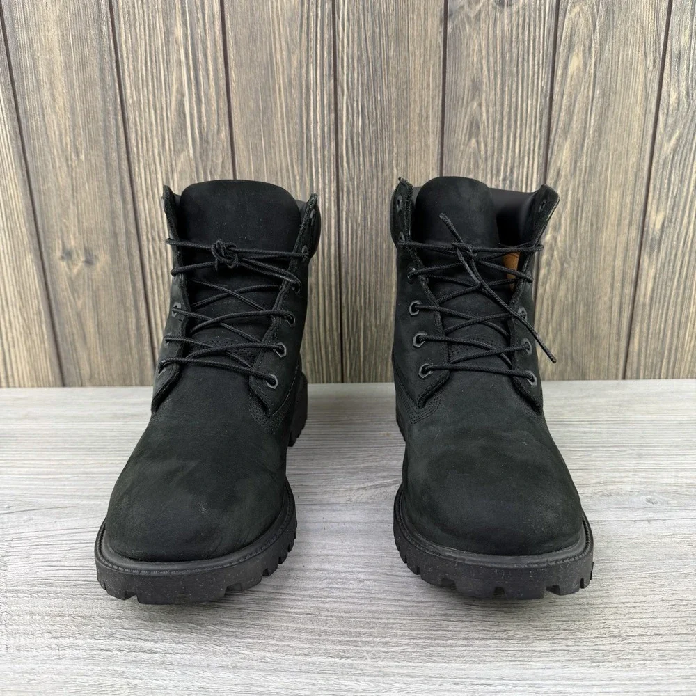 Timberland Junior Size 7 Boots 6-Inch Premium Waterproof Black Nubuck 12907